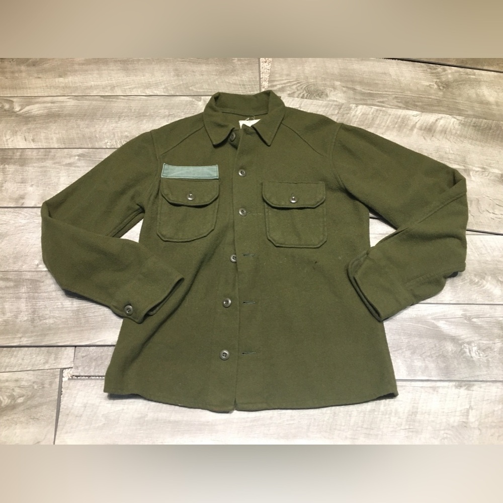 Vintage US Army OG-108 Green Wool Field Shirt Jacket Vietnam War 1970s Sz Small